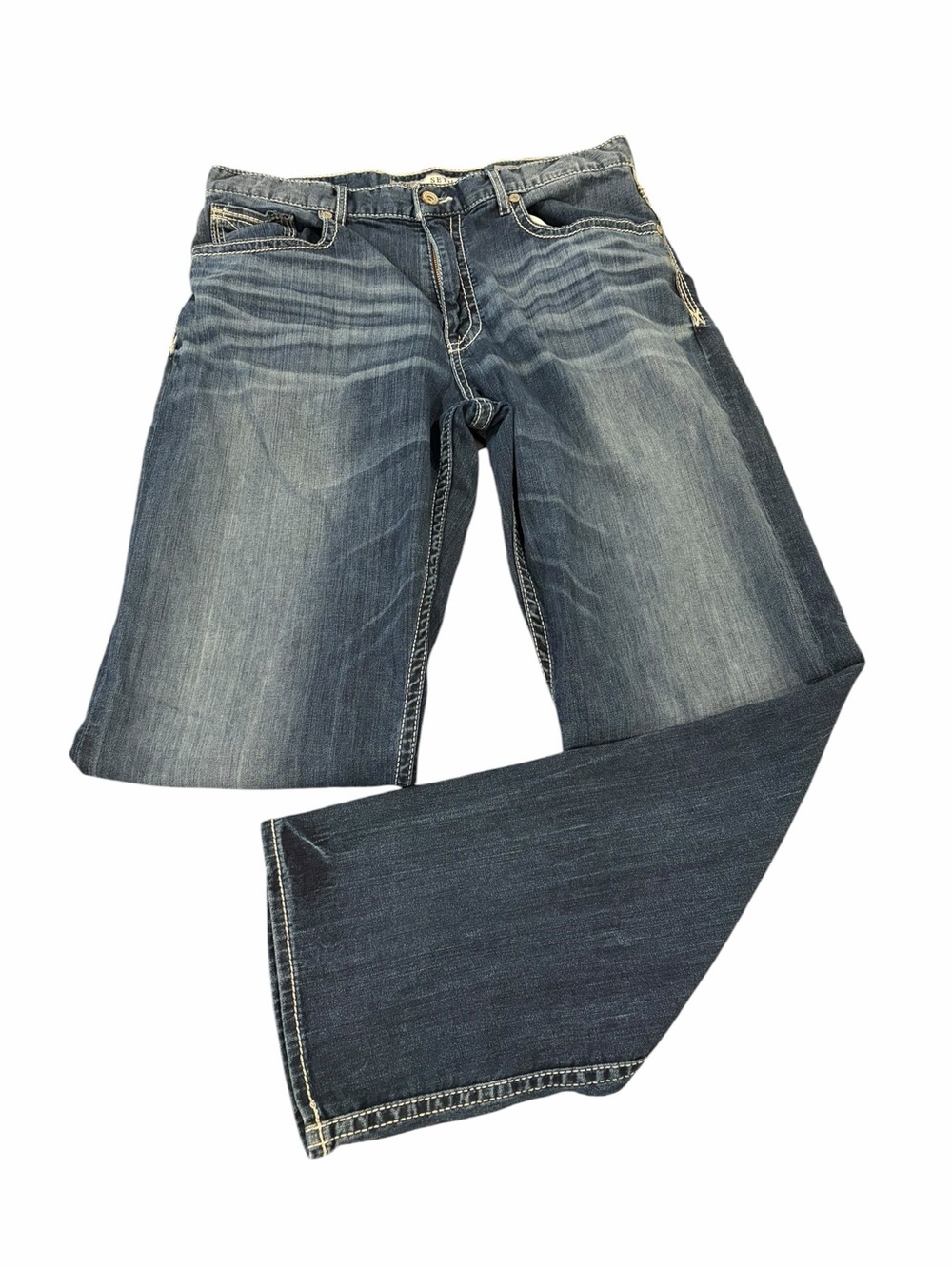 BKE Seth Straight Leg Jeans Mens 36L Dark Wash Denim Relaxed Fit Fade